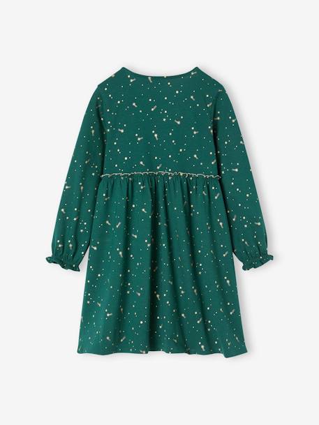 Occasion Wear Dress with Iridescent Stars Motifs for Girls green+navy blue+red 