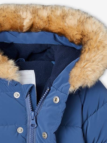 Lined Padded Jacket with Hood for Babies indigo+turmeric 