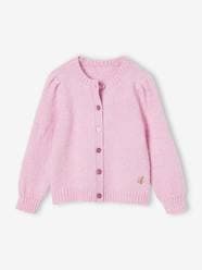 Soft Knit Cardigan with Gigot Sleeves for Girls