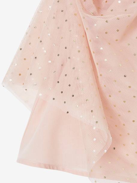 Occasion-Wear Skirt in Iridescent Tulle for Girls pale pink 