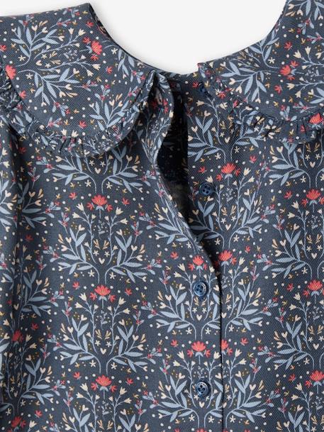 Floral Blouse with Peter Pan Collar, for Babies slate blue 