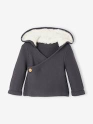 Baby-Jumpers, Cardigans & Sweaters-Hooded Cardigan for Babies, Faux Fur Lining
