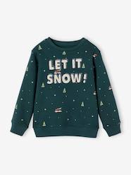 Boys-Cardigans, Jumpers & Sweatshirts-Christmas Sweatshirt with Message in Bouclé Knit for Boys
