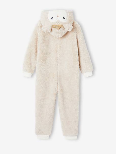 Christmas Owl Onesie Pyjama for Girls marl beige 