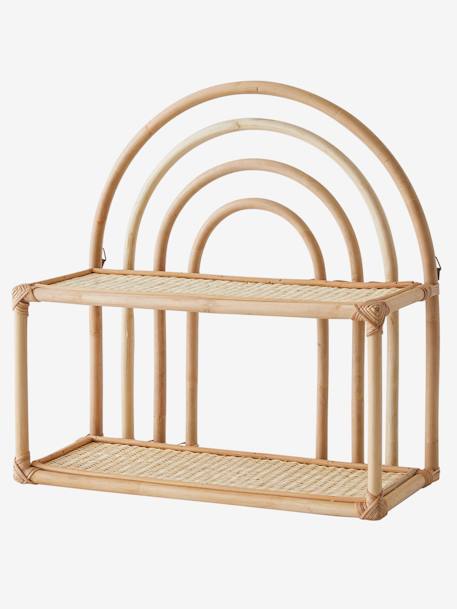 Rattan Bookcase with 2 Levels, Rainbow wood 
