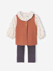 Baby-Trousers & Jeans-3-Piece Combo: Leggings + Waistcoat + Blouse for Babies