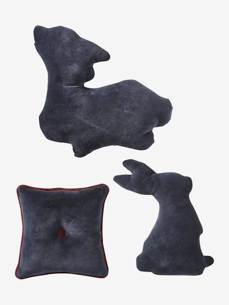 Set of 3 Animal Cushions, Broceliande printed blue 