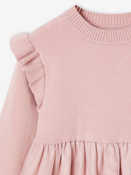 Occasion-Wear Tricot & Tulle Dress for Girls pale pink 
