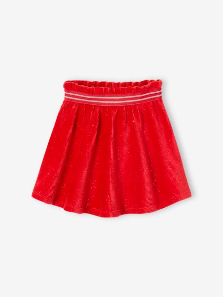 Christmas Special Skater Skirt in Glittery Corduroy for Girls red 