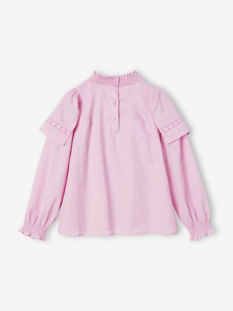 Plumetis Blouse with Maxi Embroidered Ruffles for Girls lilac 