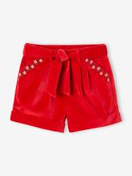Girls-Shorts-Fancy Shorts in Plain Velour, for Girls