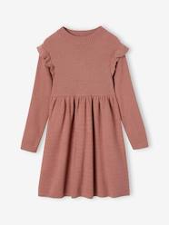 -Knitted Dress with Ruffles for Girls