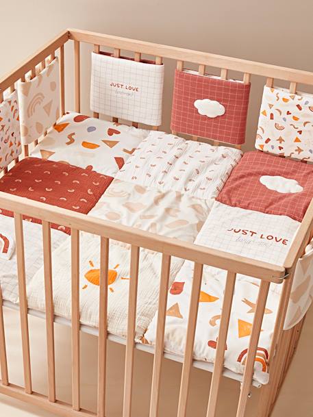 Quilted Play Mat / Playpen Base Mat in Organic* Cotton, Happy Sky multicoloured 