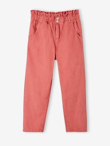 Paperbag-Style Trousers with Polar Fleece Lining for Girls night blue+old rose 