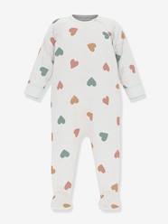 Multicoloured Hearts Sleepsuit in Velour for Babies, PETIT BATEAU