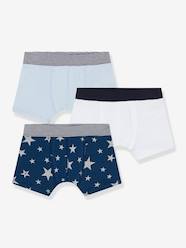 Boys-Underwear-Pack of 3 Star Boxers in Cotton, PETIT BATEAU