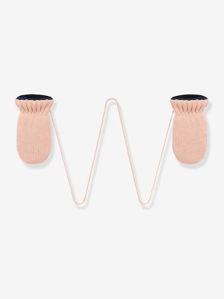 Knitted Mittens with Recycled Polar Fleece Lining for Babies - PETIT BATEAU rose 