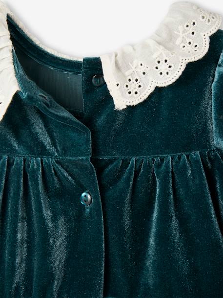 Christmas Gift Box: Velvet Dress + Headband for Baby Girls emerald green 