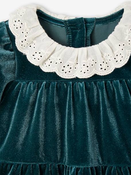 Christmas Gift Box: Velvet Dress + Headband for Baby Girls emerald green 