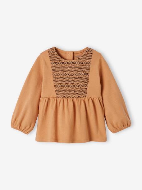 Smocked Top for Babies camel 