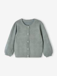 Baby-Jumpers, Cardigans & Sweaters-Cardigans-Hearts Openwork Cardigan for Baby Girls