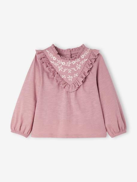 Embroidered Top with Ruffle for Babies lilac 