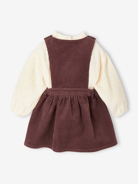 Blouse & Corduroy Dungaree-Dress Combo for Babies bordeaux red 