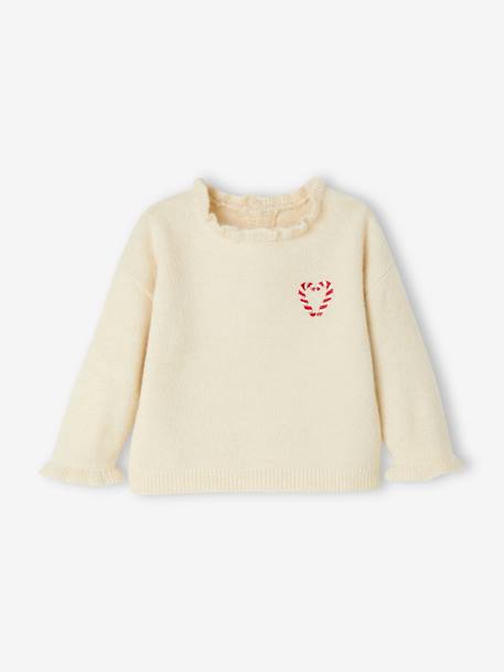 Christmas Jumper with Frilly Collar for Babies ecru 