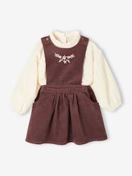 Blouse & Corduroy Dungaree-Dress Combo for Babies