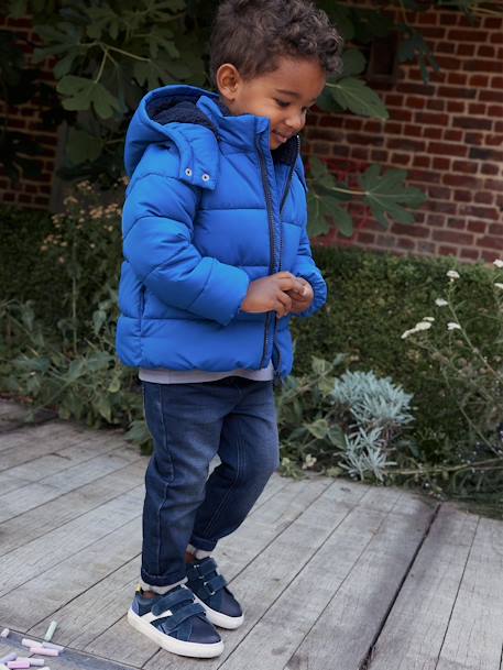 Hooded Jacket with Detachable Sleeves, Polar Fleece Lining, for Boys electric blue 