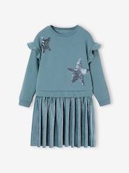 Dual Fabric Occasionwear Dress with Sequinned Stars, for Girls
