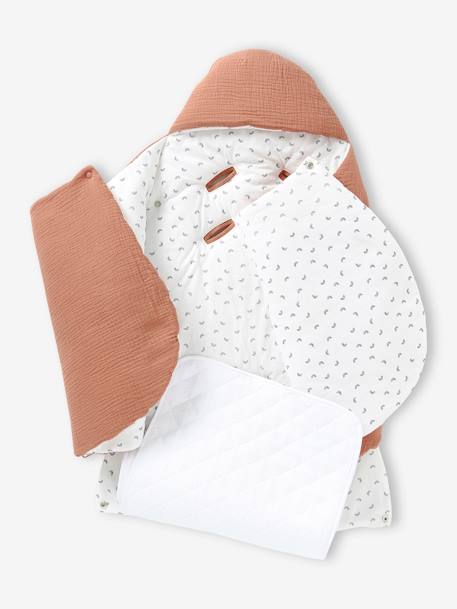 Transformable Baby Nest in Cotton Gauze cappuccino+ecru+printed beige+Sage+terracotta 