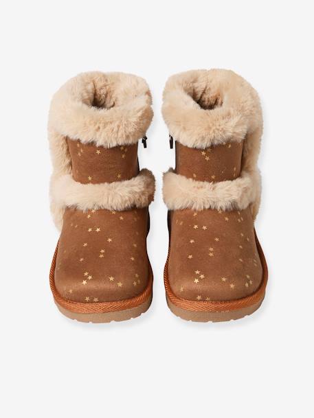Shoes  Girl Toddler Faux Fur Lining Boots Light Brown Pom Poms