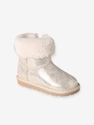 Water-Repellent Furry Boots with Zip for Girls