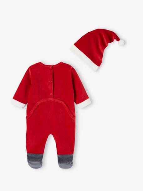 Christmas Velour Sleepsuit for Babies red 