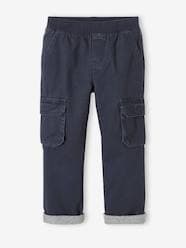 -Easy to Slip-on Cargo Trousers with Lining for Boys