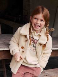 Girls-Warm Coat in Sherpa with Toggles for Girls