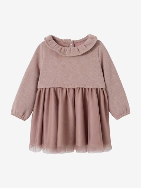 2-in-1 Occasion Dress in Iridescent Fleece & Tulle for Baby Girls lilac 