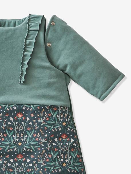 Dual Fabric Baby Sleeping Bag with Removable Sleeves, Brocéliande printed green 