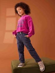 -Paperbag-Style Trousers with Polar Fleece Lining for Girls