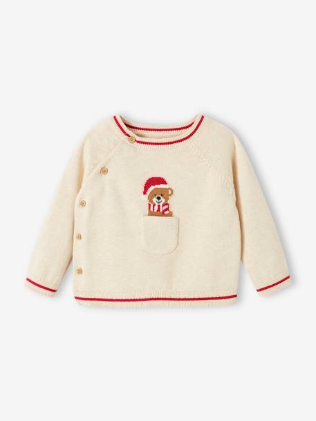 Christmas Ensemble, 2 Knitted Pieces for Babies marl beige 