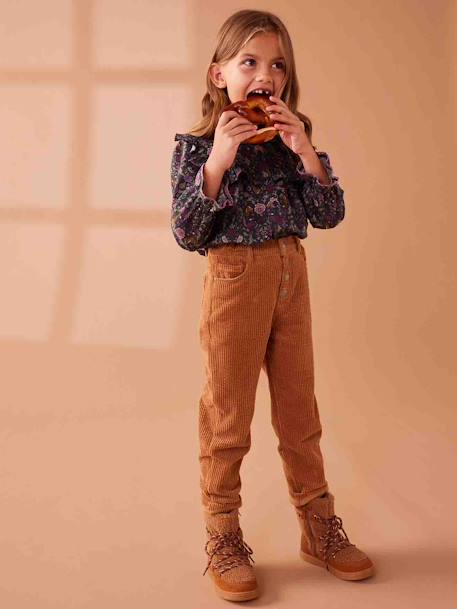 MorphologiK Mom Fit Corduroy Trousers for Girls, NARROW Hip camel 