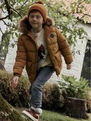 -Hooded Jacket Lined in Polar Fleece, with Gloves, for Boys