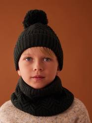 Cable-Knit Beanie + Snood + Mittens/Fingerless Mitts for Boys