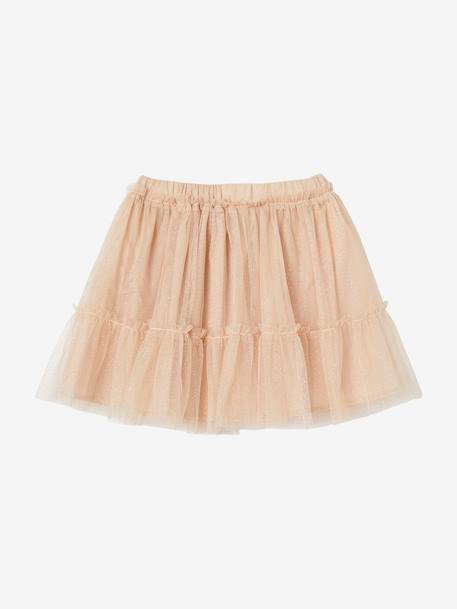 Glittery Tulle Skirt for Girls ecru+iridescent beige+nude pink 