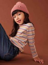 -Polo Neck Top in Rib Knit for Girls