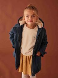 Girls-Hooded Parka in Chic Peachskin Effect Fabric for Girls