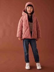 Girls-Coats & Jackets-Padded Jackets-Padded Coat with Hood & Sherpa Lining for Girls