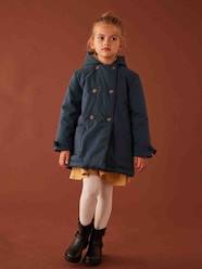 Girls-Coats & Jackets-Hooded Parka in Chic Peachskin Effect Fabric for Girls