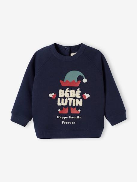 Christmas Special Sweatshirt, 'Happy Family Forever' Capsule Collection, for Babies navy blue 